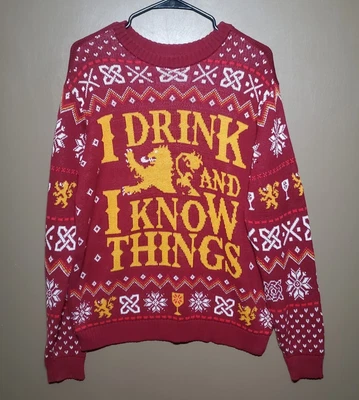 $15 • Buy Game Of Thrones Ugly Christmas Sweater “I Drink And Know Things” - Size M Men's 
