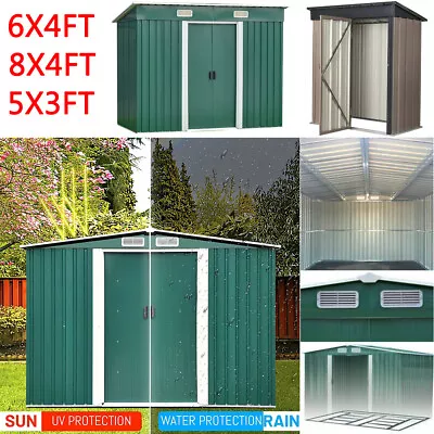 Metal Garden Shed 5x3 6X4 8X4 Large Outdoor Garden Storage House WITH FREE BASE • £144.90