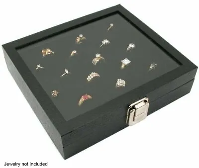 Ring Box Ring Jewelry Organizer Box 36 Rings Display Storage Case Glass Top • $19.99