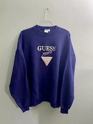 Vintage GUESS Jeans Georges Marciano Sweatshirt Embroidered XXL • $45