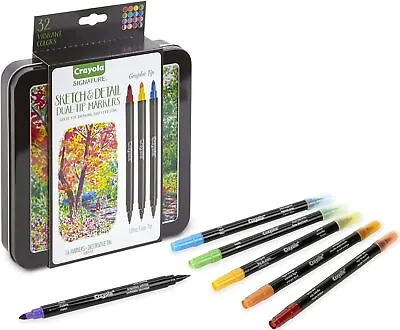 Crayola - Signature Set Of 16 Double Tip Pens SuperTips And Fine Tips In Deco • £16.78