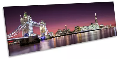 London City Sunset Tower Bridge Picture PANORAMA CANVAS WALL ART Print • £39.99