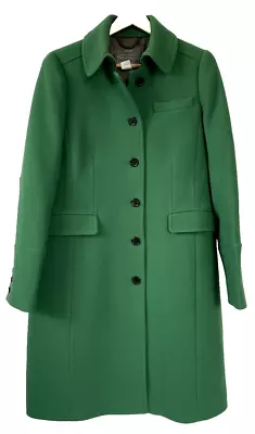 J Crew Double Cloth Metro Long Coat Women Sz 8 Kelly Green Italian Wool • $202.95