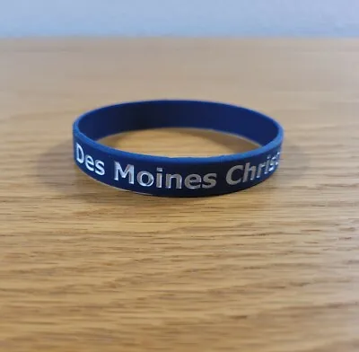 $6.59 • Buy DES MOINES CHRISTIAN LIONS Softball Logo Blue Rubber Silicone Bracelet Wristband