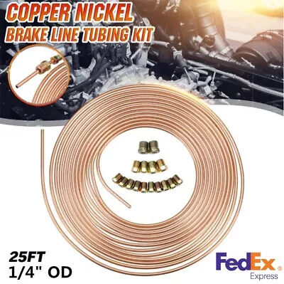 1* 1/4 In.O.D. 25 Ft Roll Coils Brake Line Tubing Kit Steel Zinc + Copper Nickel • $31.36