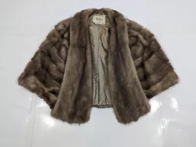 D'Jimas Furs Luxurious Mink Fur Stole Natural Brown Cape Shawl Wrap Vintage 60s • $97.73