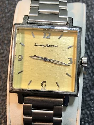 Vintage Tommy Bahama Square Watch Swiss Sterling Silver Steel New Band & Bat. • $199.99