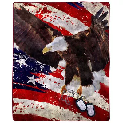 Full Queen Size Luxury Mink Blanket Eagle Flag Super Soft 80 X 92 Inch 8 Lbs • $50.84