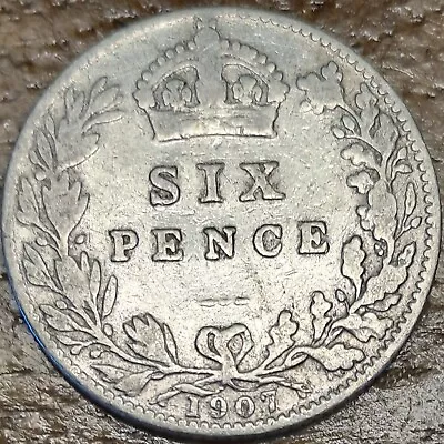 1907 King Edward VII Silver Sixpence Tanner 6d 2.7 Grams Sterling Silver  • £9.99