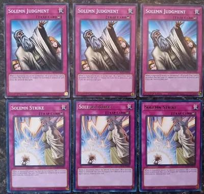 X3 Solemn Judgment & X3 Solemn Strike (Yugioh) (Rare Common) • $4.25