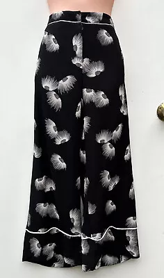 VERONIKA MAINE Black & White Print Viscose Crepe Flat Front Dress Pants Sz 14 • $40