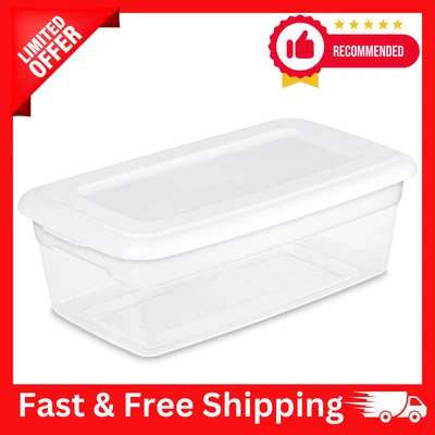 $3.25 • Buy NEW 1 Pack Plastic Tote Box Storage Containers 6 Qt Clear Stackable Bin With Lid