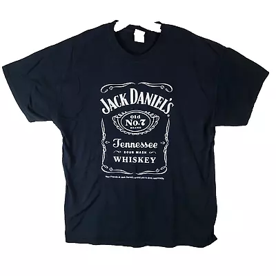 Gildan Jack Daniels Mens T-shirt Black Logo No 7 Sour Mash Whiskey Size XL • $8.95