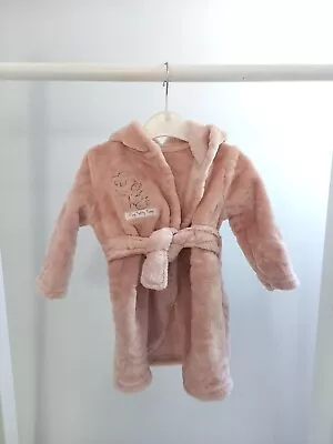 Baby Girls 3-6 Months Pink Dressing Gown Sleep Nightwear Clothes Hooded Pyjamas • £5