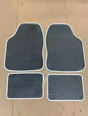 FOR: VOLVO V40 V50 V70 V90 - UNIVERSAL Car Floor Mats Black Rubber & WHITE TRIM • $16.17