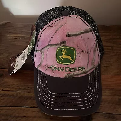 John Deere Rare Pink With Silvery Black Glitter Mesh Cap BNWT Trucker Hat UNIQUE • $28