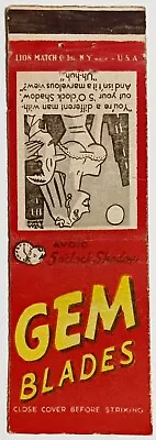 Gem Blades Avoid 5 O'Clock Shadow Vintage Matchbook Cover • $4.99