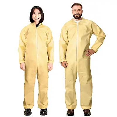 Medical Disposable Coveralls For Adults X Large Size 5 Pack Yellow Hazmat Suit • $51.14