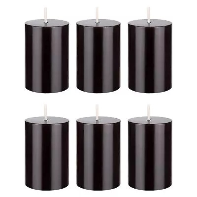 Mega Candles 6 Pcs Unscented Black Round Pillar Candle Hand Poured Premium Wax • $21.23