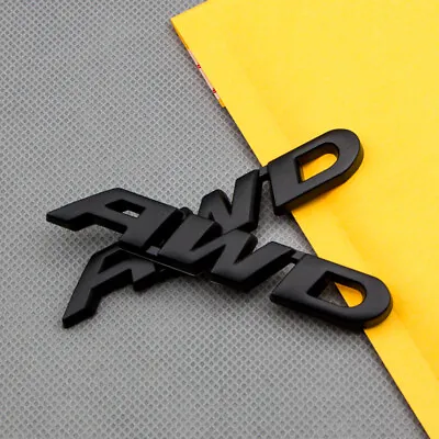 2Pcs Black Metal Small AWD Off Road Badge All Wheel Drive Logo Emblem 3D Sticker • £9.59