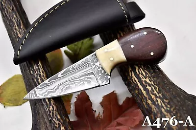 Custom Damascus Steel Hunting Knife HandmadeG-10 Micarta & Bone Handle (A476-A) • $12.99