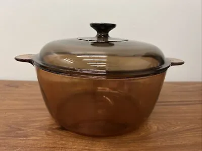 Vintage Corning Ware Amber Visions 4.5L Dutch Oven Casserole Roaster Pyrex USA • $38.99