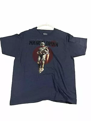 Star Wars Mandalorian Men's Heather Navy Blue Short Sleeve T-shirt  Size XL • $12.99