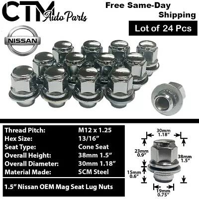 24 Chrome Nissan Infiniti 12x1.25 OEM Factory Style Mag Type Replacement Lug Nut • $23.99