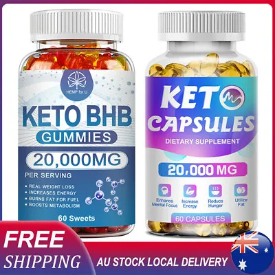 Keto Gummies Capsules Ketone Advanced Weight Loss Fat Burner Dietary Supplement • $18.99