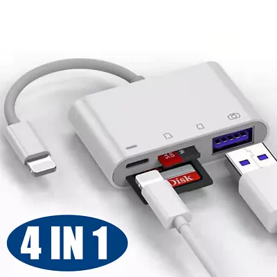 4in1 USB To Card Reader Adapter USB Camera SD Memory Slot For IPhone IPad • $12.74