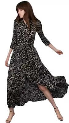 ZARA Dress Black Cream Marilyn Womens XS Leopard Print Maxi Shirt Bloggers • $29.99