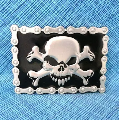 Skull Crossbones Belt Buckle Biker Motorcycle Chain Halloween Cosplay Vtg.DBD355 • $24.99