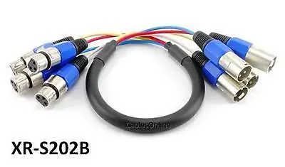 2ft Pro XLR 4-Channel M To F Balanced Audio Snake Cable CablesOnline XR-S202B • $17.95