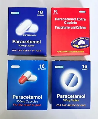 32 Paracetmol Extra Caffeine Caplets Tablets Capsules Pain Relief Max 1 Per Orde • £4.25