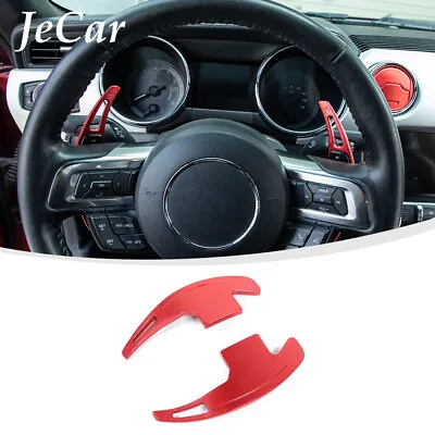 Red Interior Steering Wheel Extended Paddle Shifter Trims For Ford Mustang 2015+ • $28.99