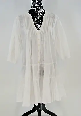 NWT J.Crew Button Front Tiered Cover-Up Dress Cotton Voile White Size M #BQ963 • $30