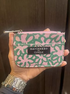 NEW Clinique Marimekko Coin Lipstick Makeup  Bag Pink Green Travel Small 3”x4” • $11.50