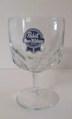 Vintage Pabst Blue Ribbon Beer Thumbprint Glass Goblets Heavy • $9