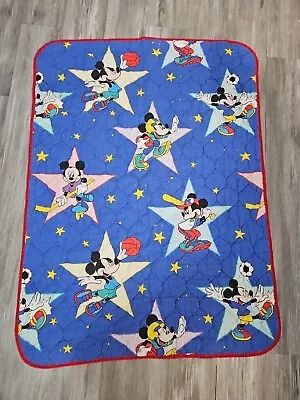 Dundee Disney Baby Quilt Crib Blanket Mickey Mouse Sports Hockey 51x38  Vintage  • $23.95