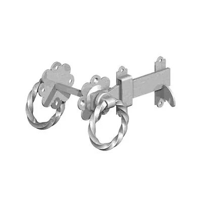 HEAVY DUTY GALVANISED TWISTED RING GATE Or DOOR LATCH HANDLE C/W SCREWS • £7.95