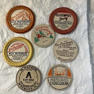 Vintage Dairy Milk Bottle Caps New Jersey Our Town Farm H Packer Cleenput Dairy • $7