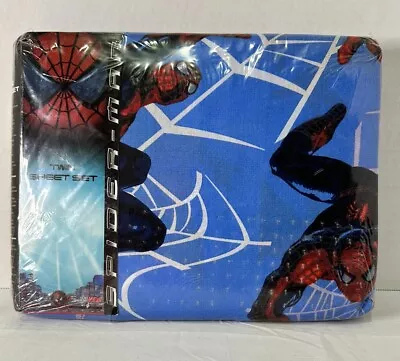 Marvel Spider-Man Twin Sheet Set Spiderman 2002 Dan River Vintage Fabric Blue • $30