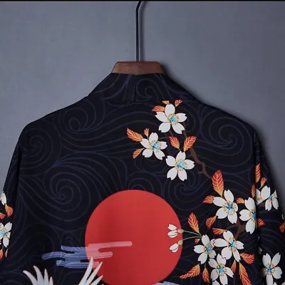 Women Men Japanese Kimono Jacket Floral Coat Haori Yukata Tops Loose 3/4 Sleeve • £5.99