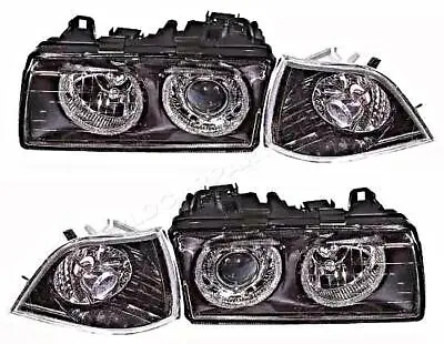 Headlights Front Lamps Left Right Full Set Black For BMW E36 90-99 • $260.98