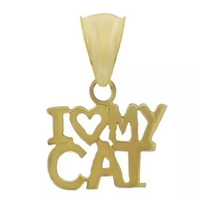 14k Yellow Gold Solid I Heart MY CAT I Love MY CAT Charm Pendant 0.6 Gram • $45.99