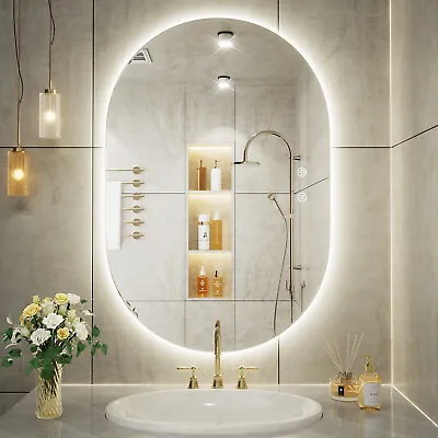 Oval LED Bathroom Mirror With Back Light Large HD Vanity Mirror AntiFog Dimmable • $59.36