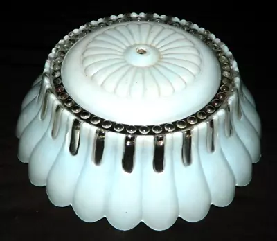 Vintage Glass Ceiling Lamp Shade Art Deco Pale Blue & Clear Ribbed Ex Cond • $14.99