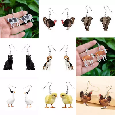 Cute Cartoon Acrylic Animal Dangle Earrings Women Girls Jewelry Christmas Gift • $3.20