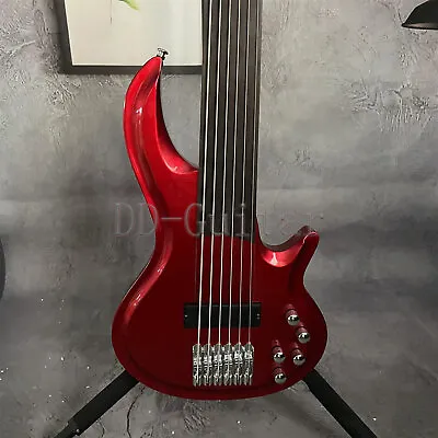 Unbranded Metallic Red Electric Bass Guitar Fast Ship Fretless One Pickup • $321.79