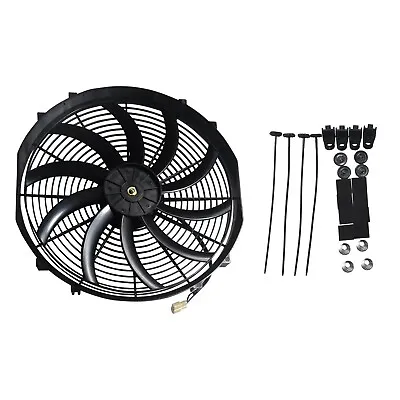 16 Inch Universal Slim Fan Push Pull Electric Radiator Cooling 12V W/ Mount Kit • $27.45